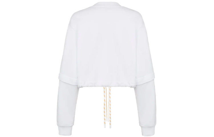 Худи (WMNS) FENDI FW21 Detachable sleeve Round Neck Sports Short Hoodie White — фото 3