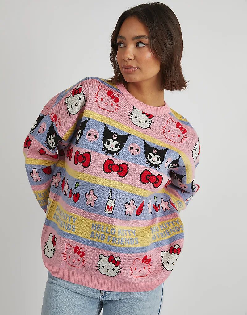 

Вязаный джемпер Skinnydip London Hello Kitty в полоску, разноцветный