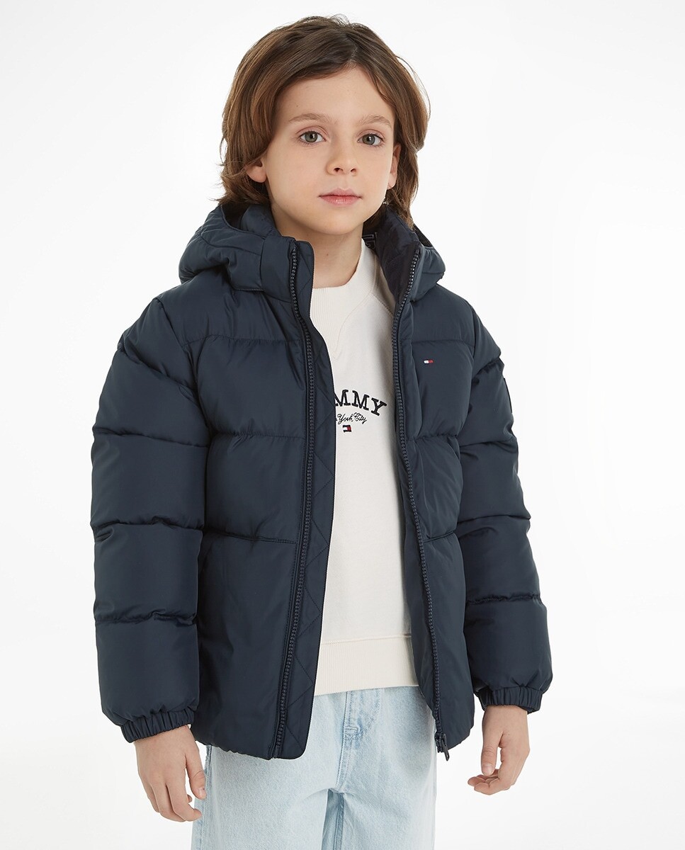 

Стеганое пальто для мальчика с капюшоном Tommy Hilfiger, синий