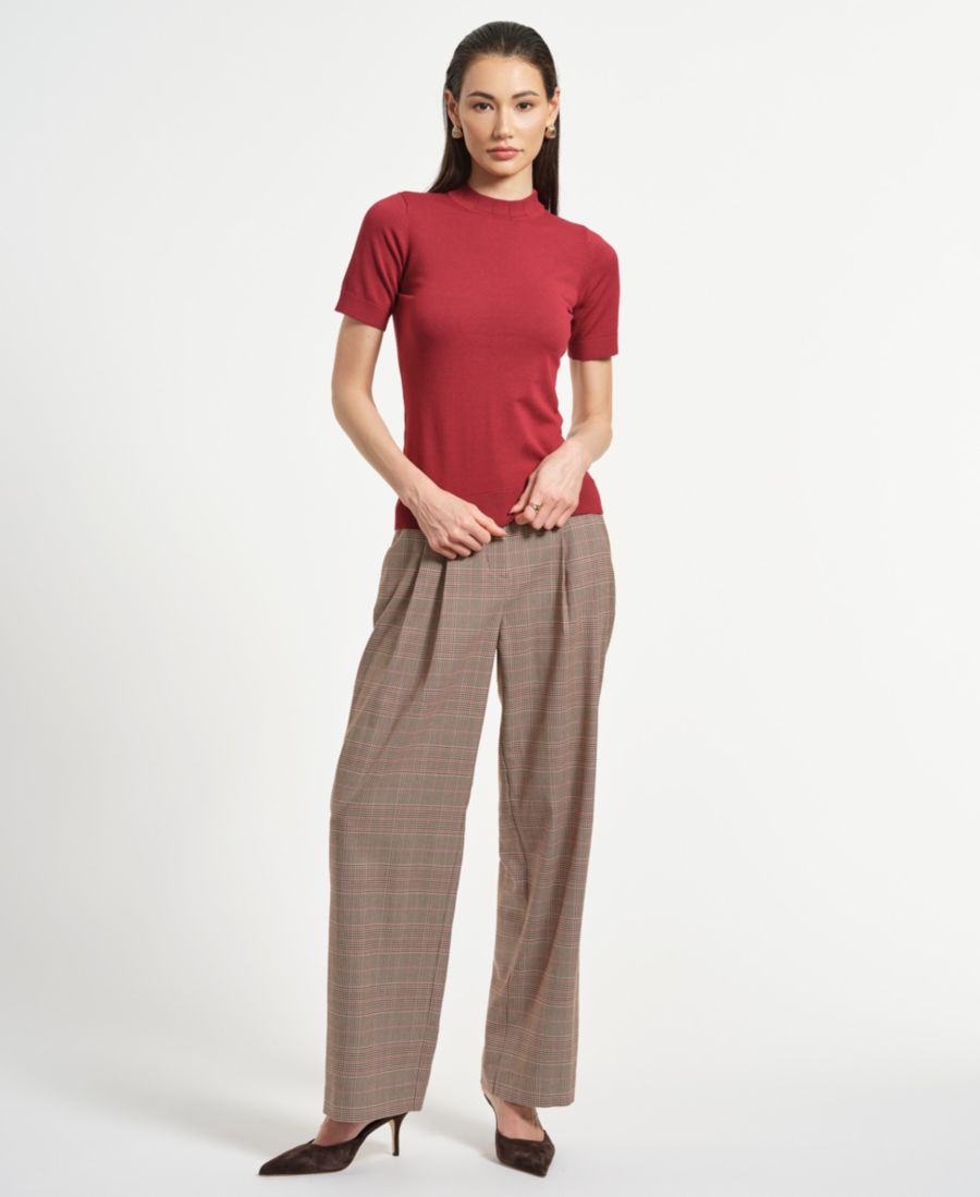 

Женский свитер с высоким воротником и короткими рукавами Isaac Mizrahi, Dark Cherry