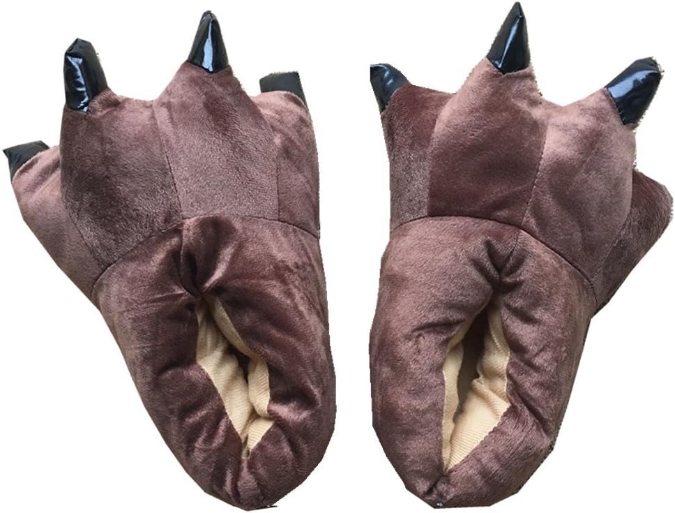 

Унисекс плюшевые тапочки с лапами и когтями, обувь в стиле костюма животного YESBOR, коричневый