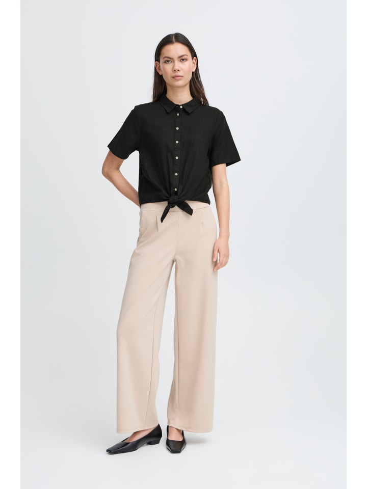 

Блузка с короткими рукавами IHLINNO свободного кроя черного цвета ICHI