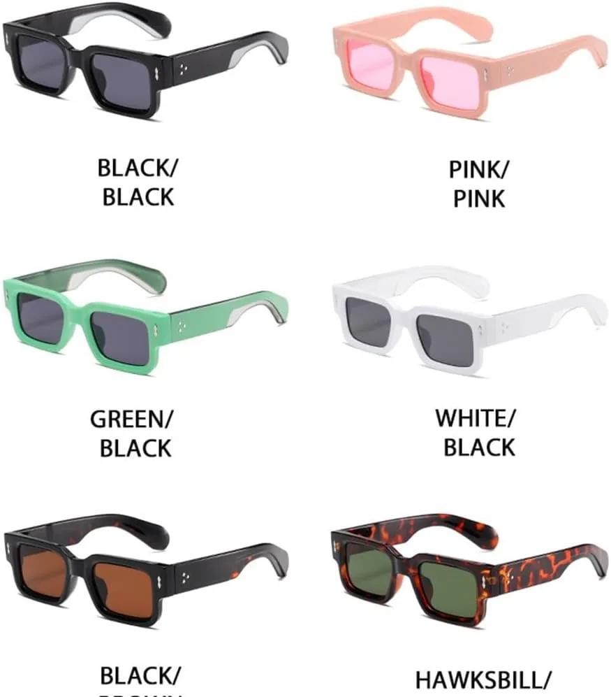 

Винтажные модные маленькие прямоугольные солнцезащитные очки для мужчин с заклепками, женские солнцезащитные очки черного цвета, женские очки HVTVTLA, C5