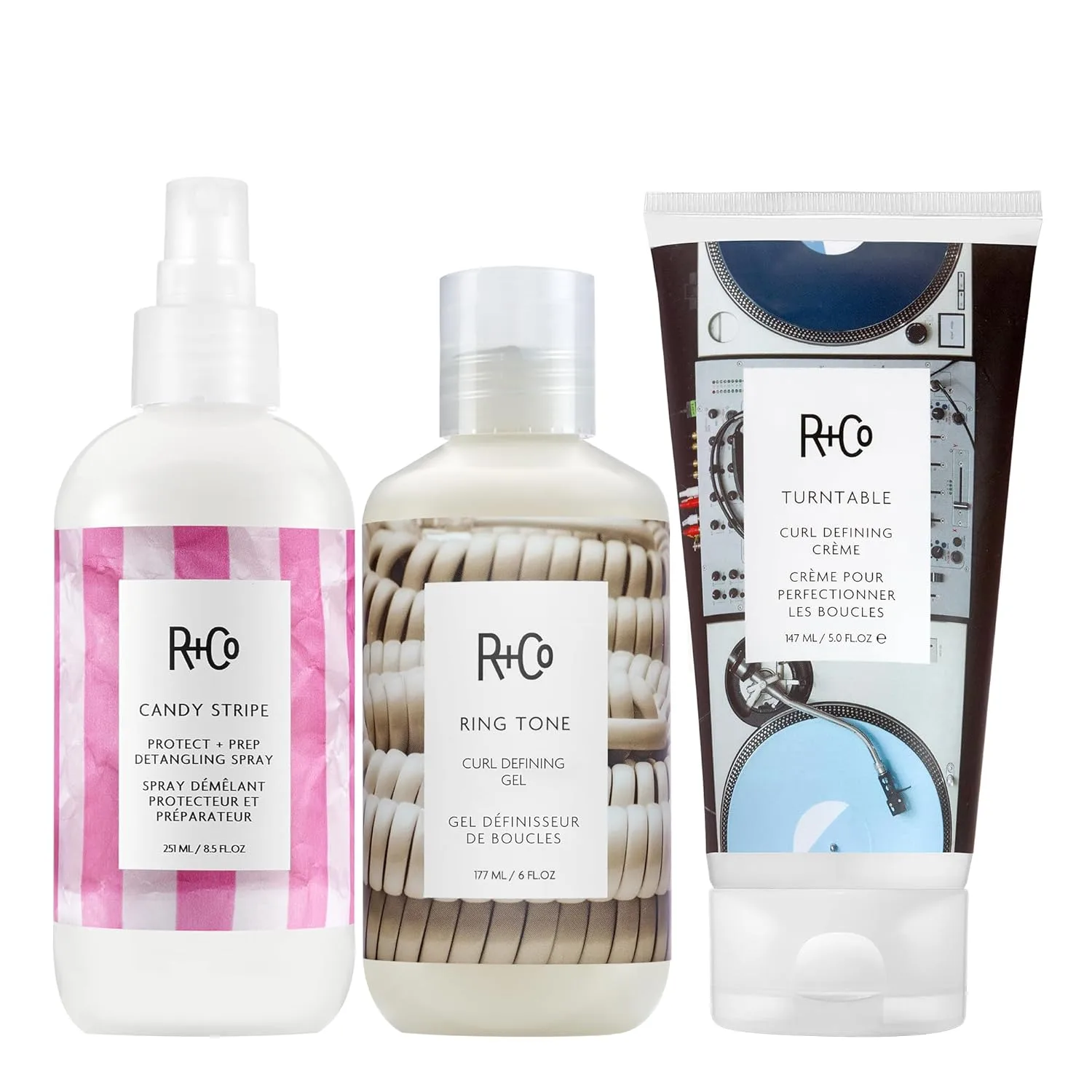 Спрей для распутывания волос R+Co Candy Stripe Protect + Prep | Мгновенно распутывает, питает волосы, предотвращает ломкость | Веганский продукт, не тестируется на животных | 240 мл 577 мл (1 шт.)
