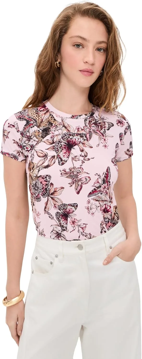 

L'AGENCE Women's Ressi Короткий Рукав Футболка Butterfly Crew