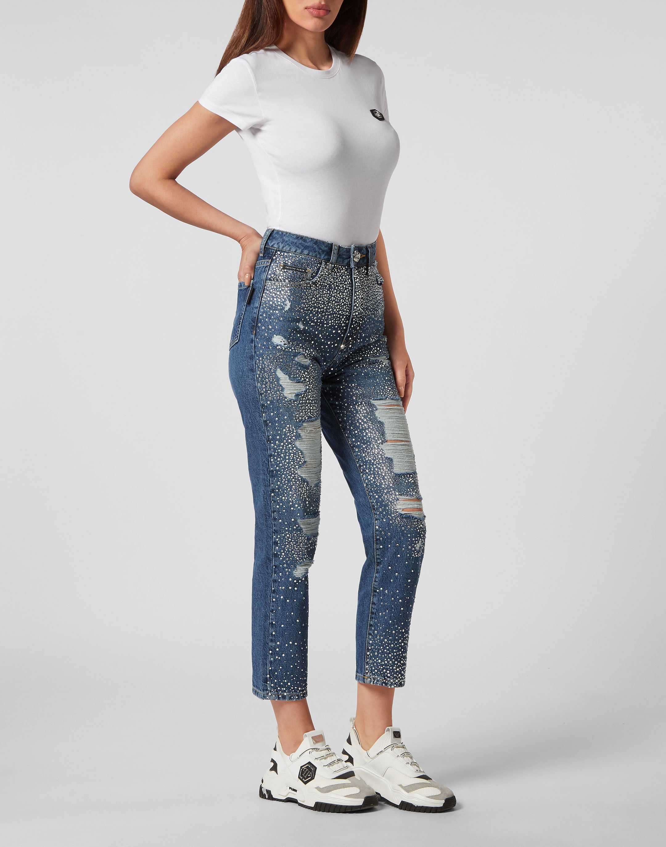 

Джинсовые брюки Boyfriend Fit Crystal PHILIPP PLEIN, цвет new baroque blue