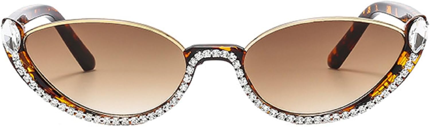 

Женские солнцезащитные очки «кошачий глаз» с бриллиантами, модные винтажные блестящие очки, стильные солнцезащитные очки со стразами, полуободковые солнцезащитные очки mincl, Leopard