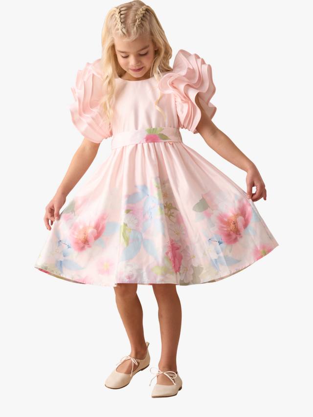 

Детское платье с рюшами на рукавах Angel & Rocket, Pink/Multi