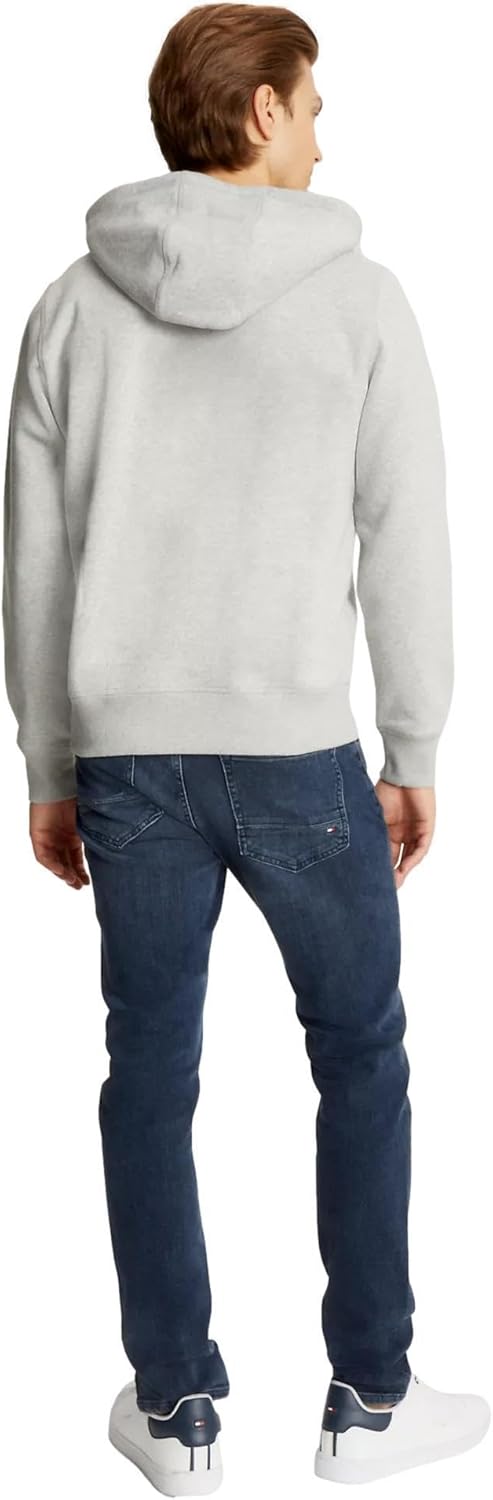 Мужская культовая флисовая толстовка с вышитым логотипом Tommy Hilfiger, коллекция 2024, размер M, черный, Grey Heather — фото 4