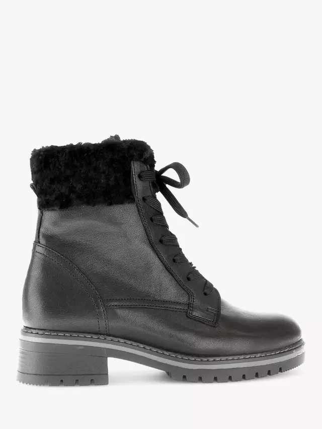 

Ботильоны Gabor Grenache Warm Wide Fit Leather Faux Fur Trim, черный