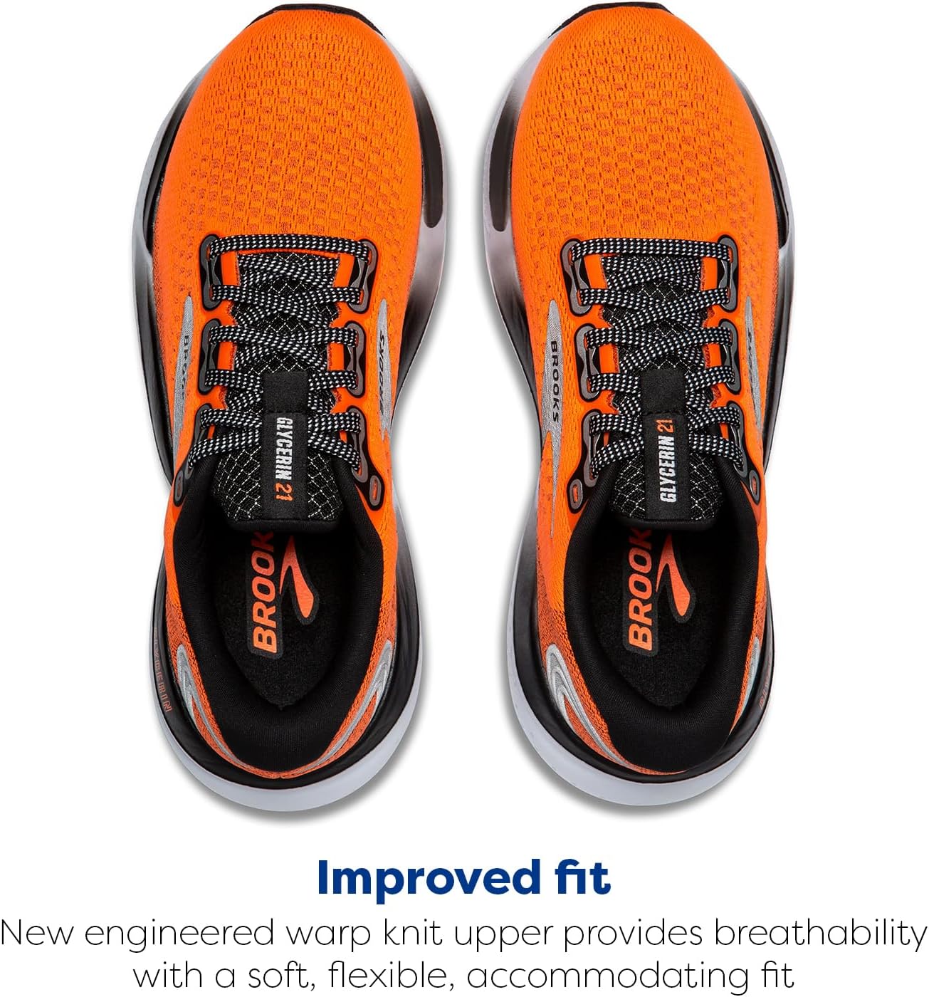 Мужские кроссовки Brooks Glycerin 21 Neutral для бега, белый/черный/оранжевый — фото 4
