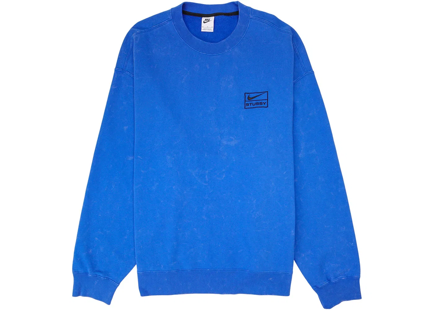Мужской свитшот с эффектом потертости Nike x Stussy Crew Fleece, Blue