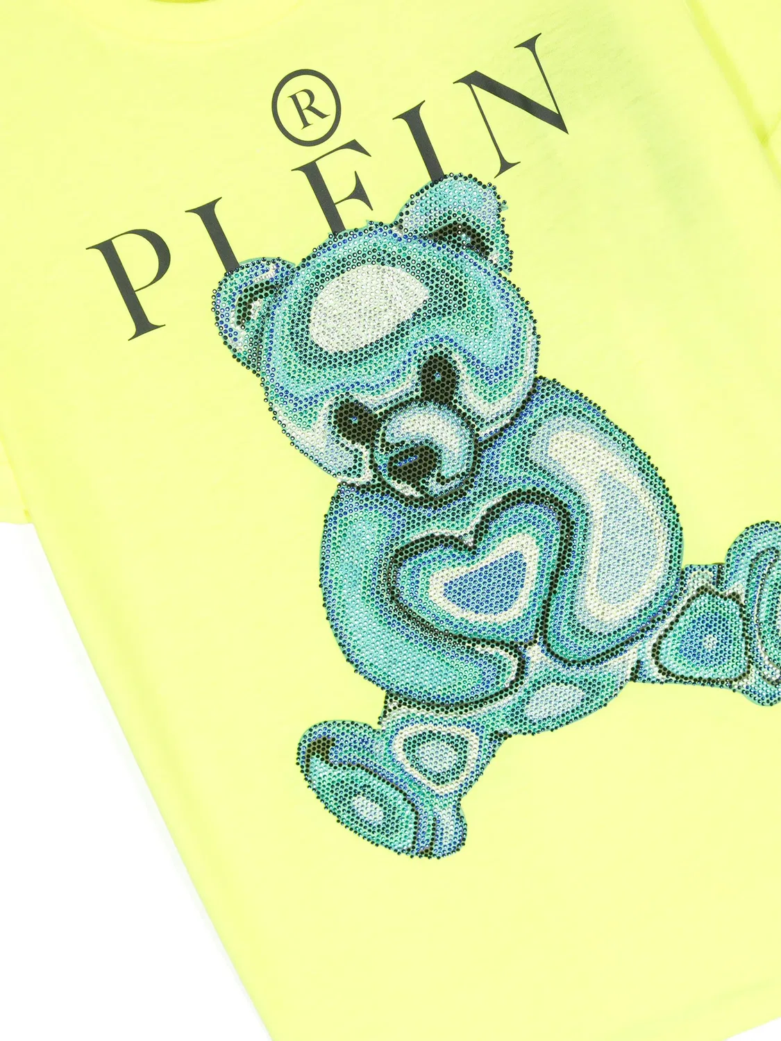 Футболка с медвежонком из кристаллов Philipp Plein, неоново-желтый — фото 3