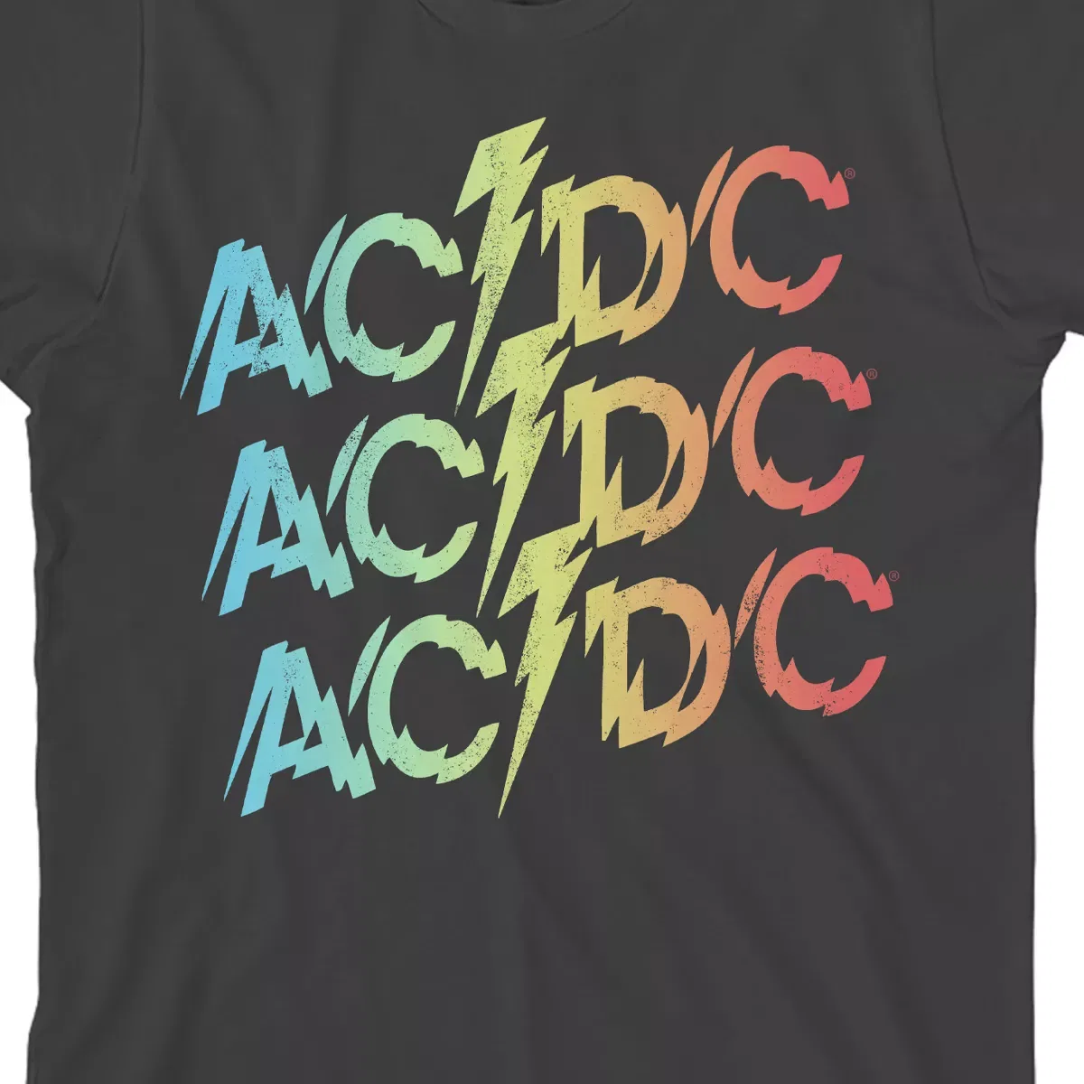 Детская футболка с принтом Rainbow Gradient Logo AC/DC, Charcoal — фото 2