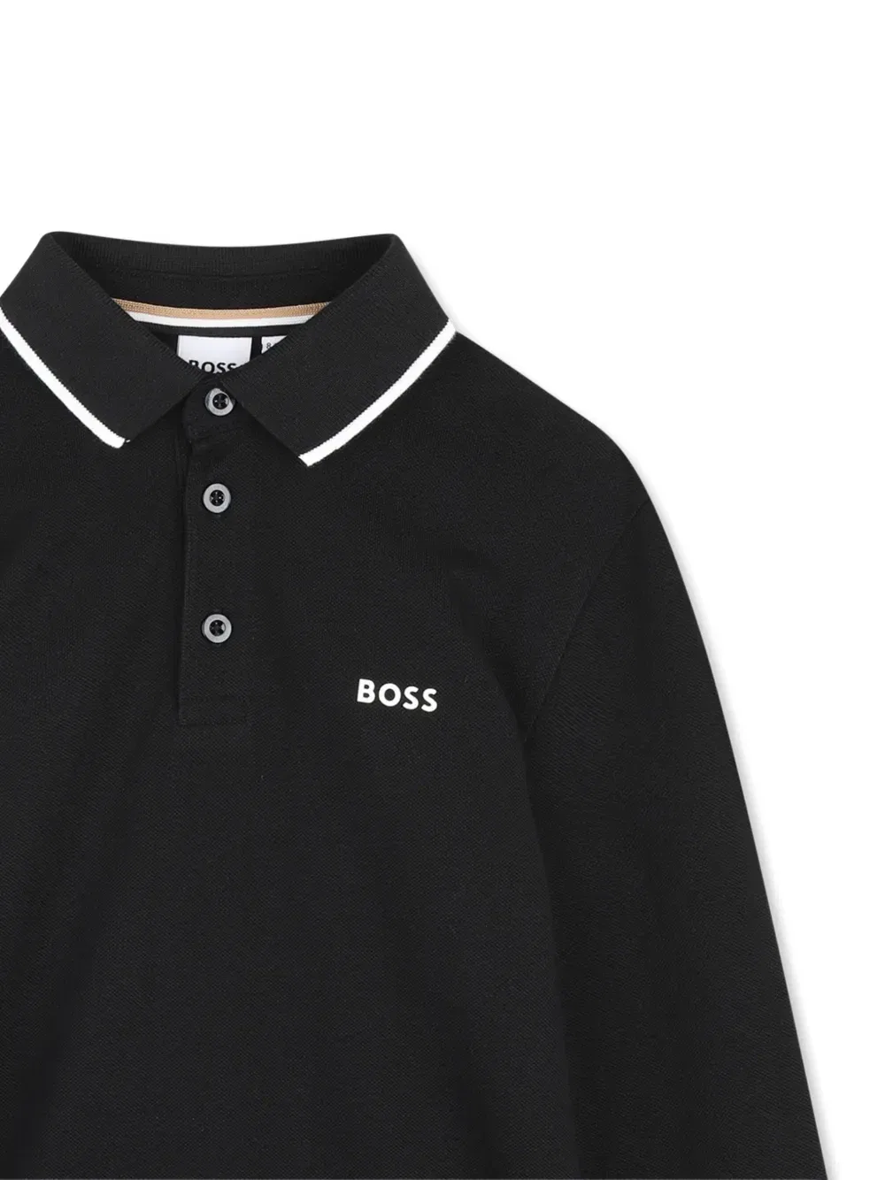 Рубашка поло с длинными рукавами и логотипом Boss Kidswear, черный — фото 3
