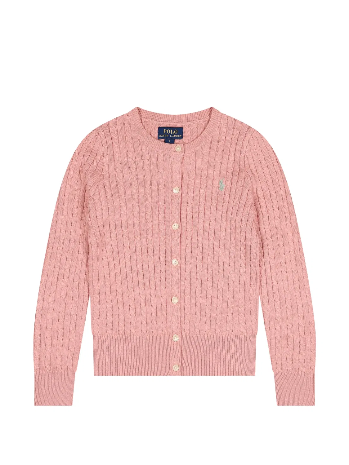 Кардиган фактурной вязки с вышитым логотипом Polo Ralph Lauren Kids, розовый