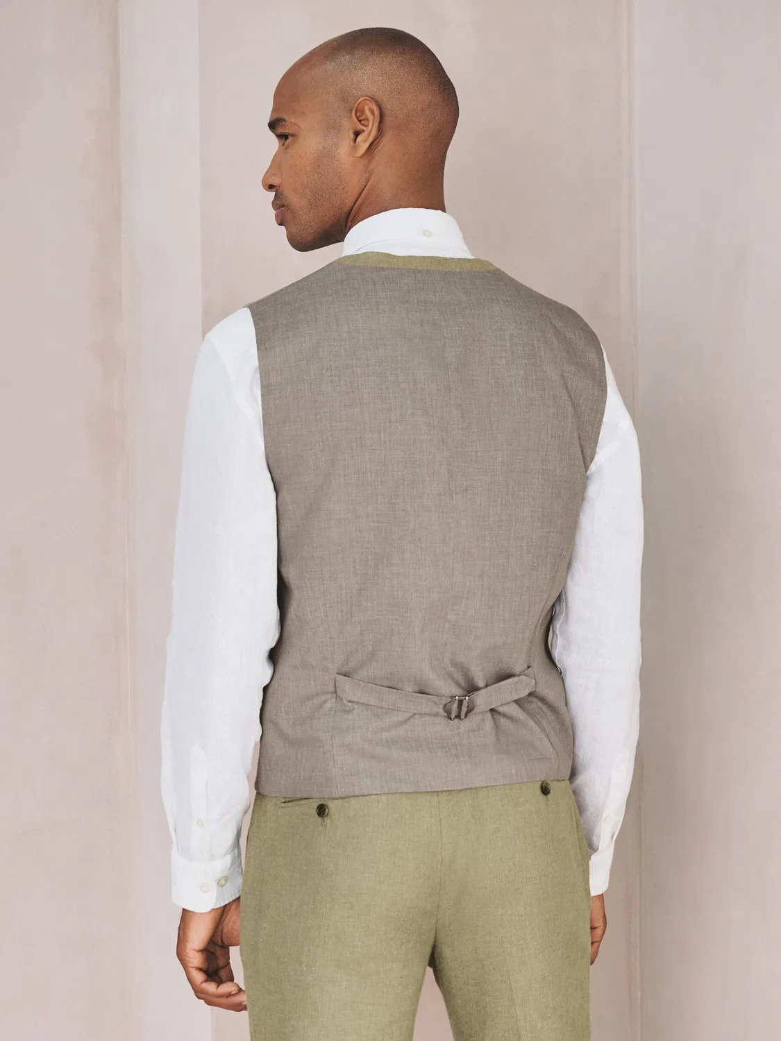 Жилет Next Green Linen Blend Texture Suit Waistcoat, зеленый — фото 4