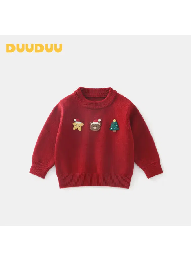Свитер детский с принтом Duuduu, красный