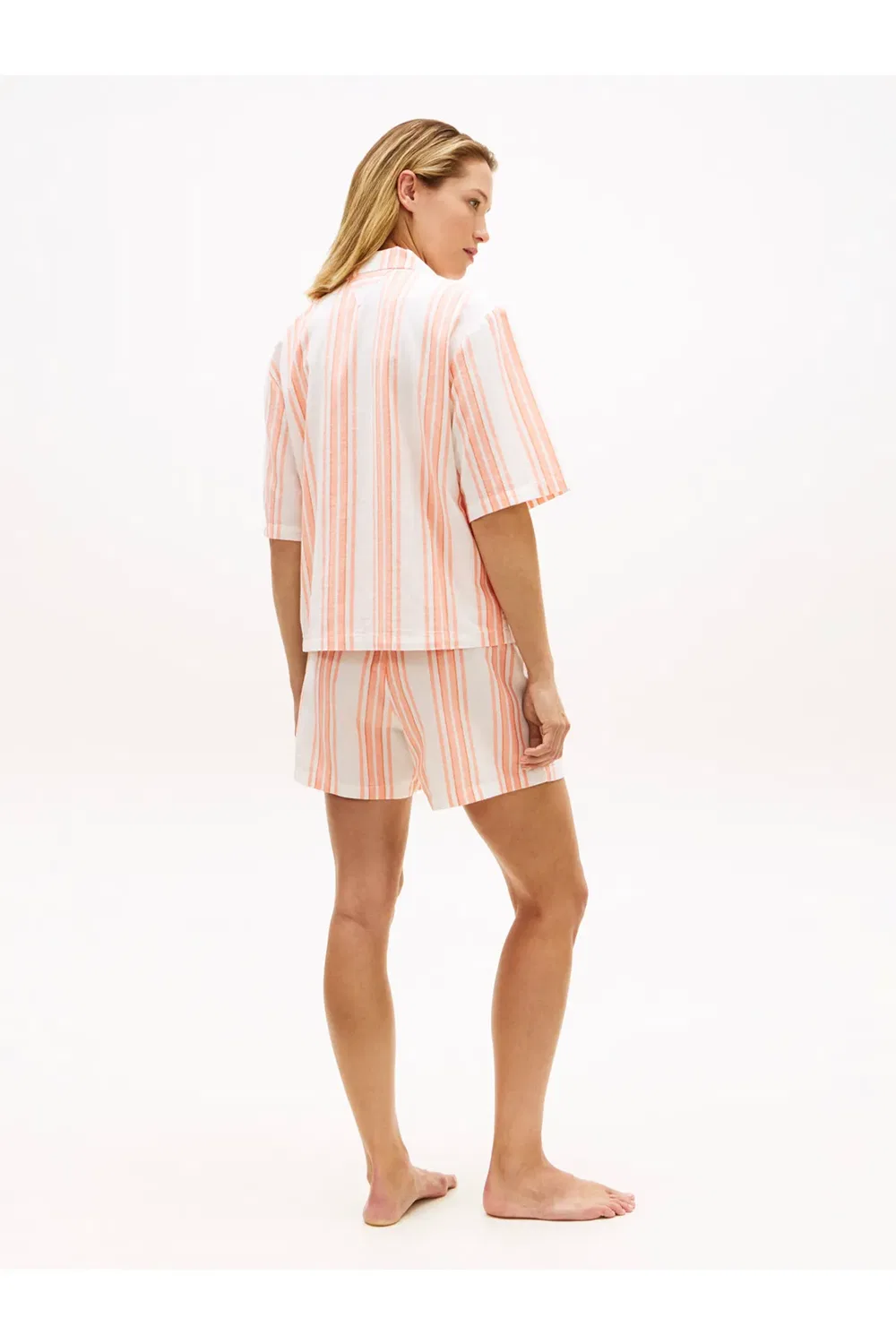 Комплект из рубашки и шорт из льна с полоской Tennis Court Stripe Tommy Hilfiger, Peach — фото 2