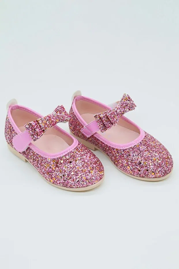 Детские балетки для девочек с блестками Bonita Bow Glitter Sirri, Pink — фото 4