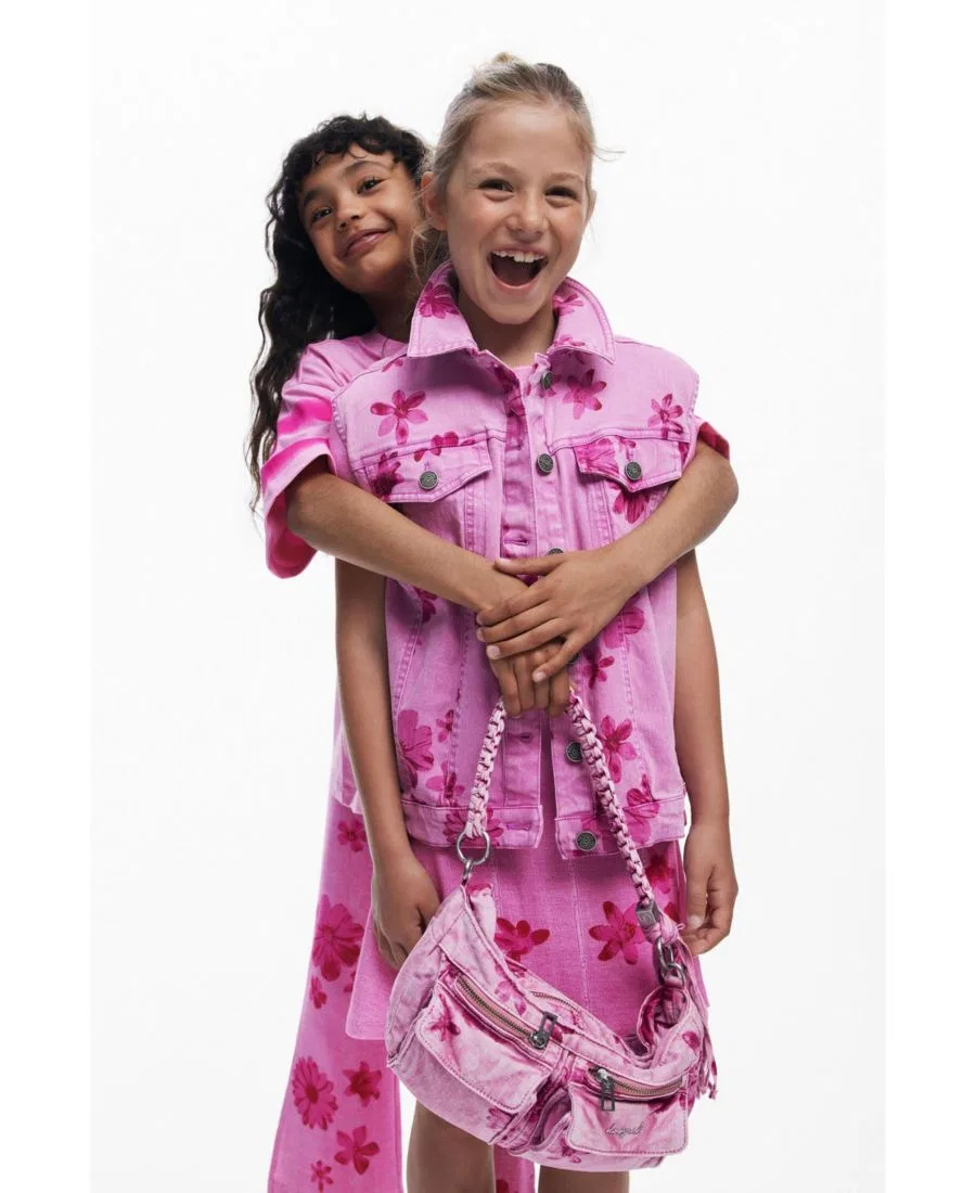 Жилет джинсовый с цветочным принтом Desigual, Dark Pink — фото 3