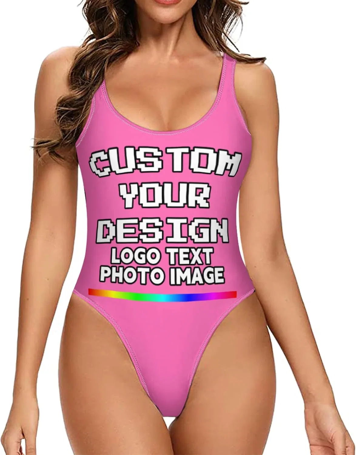 Женский слитный купальник с рюшами Custom, Pink