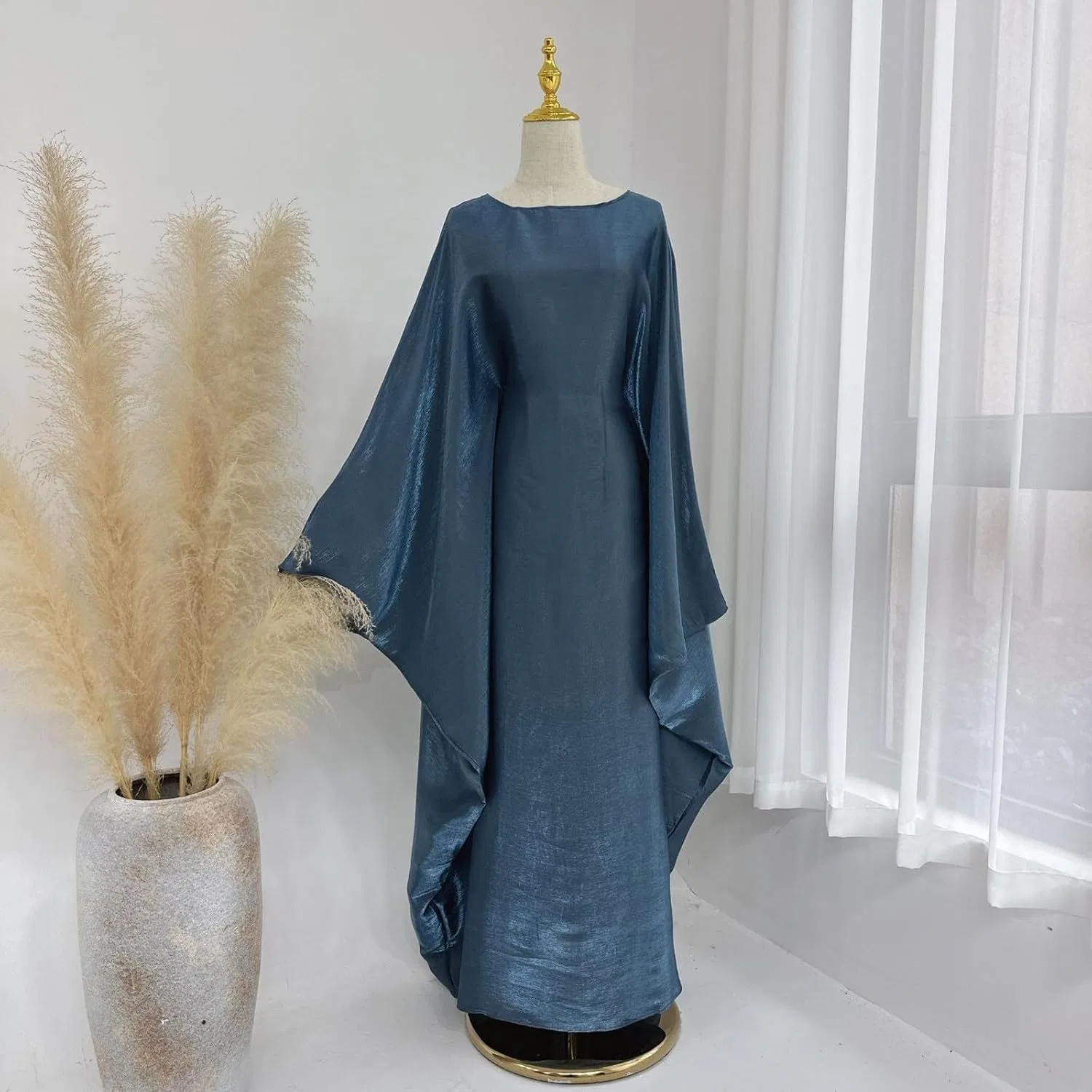 Женское платье-кафтан с длинным рукавом, Abaya Dress, синий — фото 2