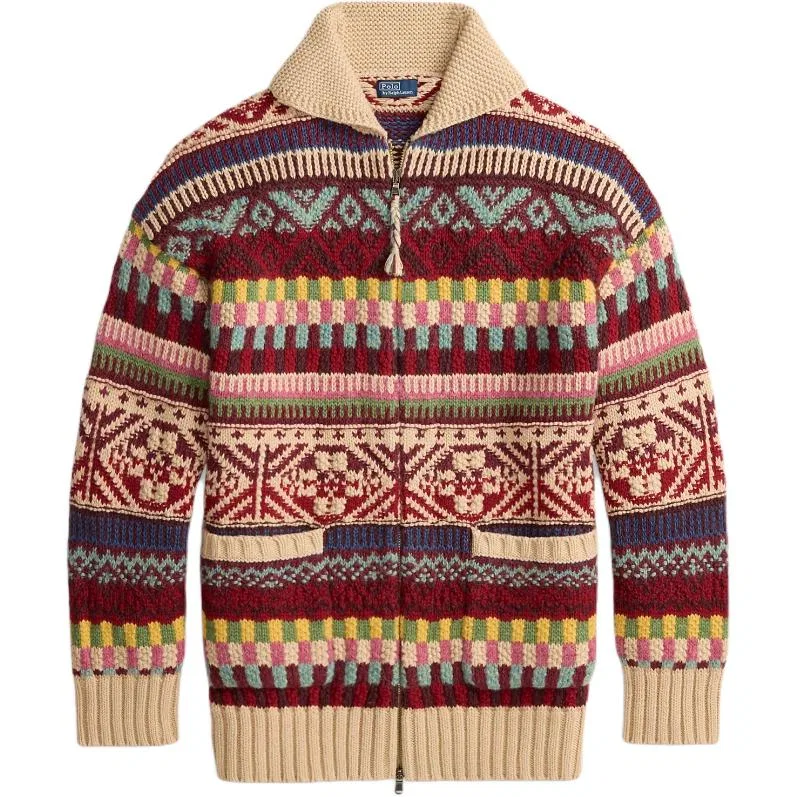 Свитер свободного кроя, Brick Red Multicolor, Polo Ralph Lauren