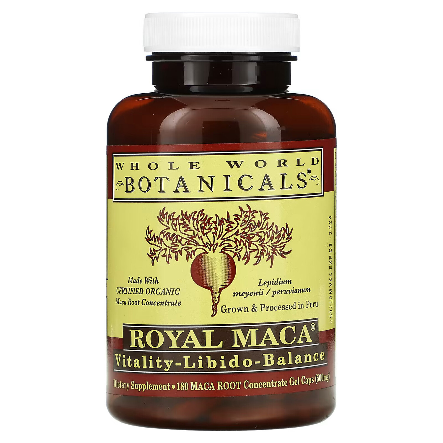 

Whole World Botanicals, Royal Maca, 250 мг, 180 капсул