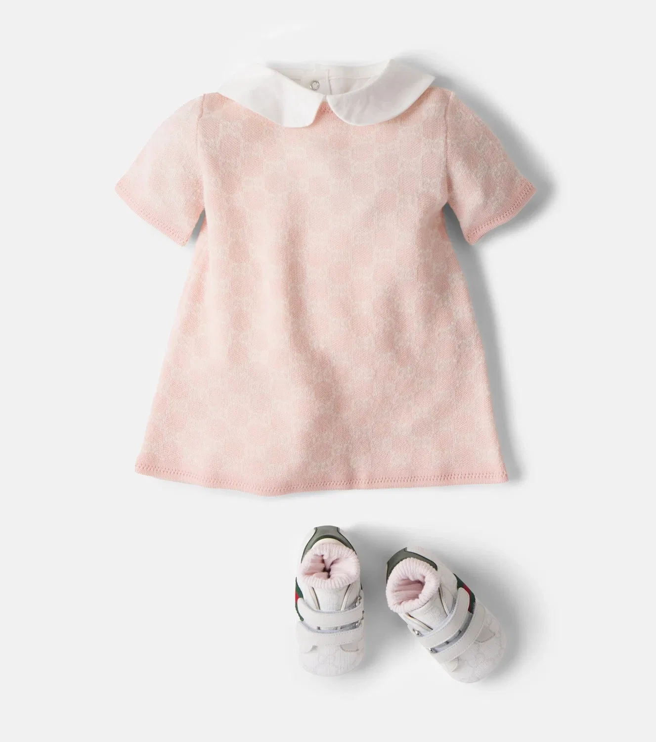 Детское платье из шерсти с жаккардовым узором GG GUCCI KIDS, розовый — фото 2