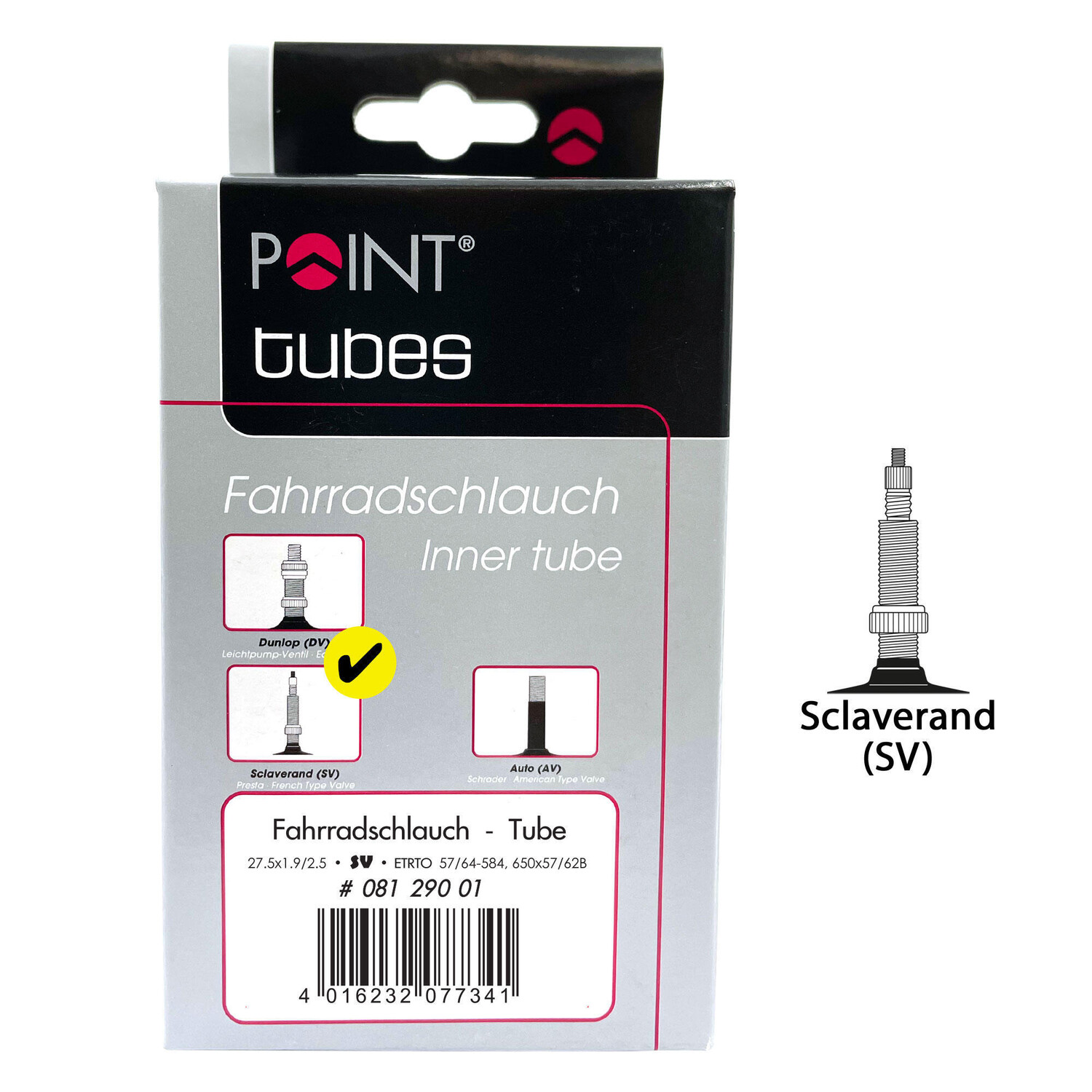 

Велосипедная трубка Point 27,5 x 1,9/2,5 Presta 33 мм