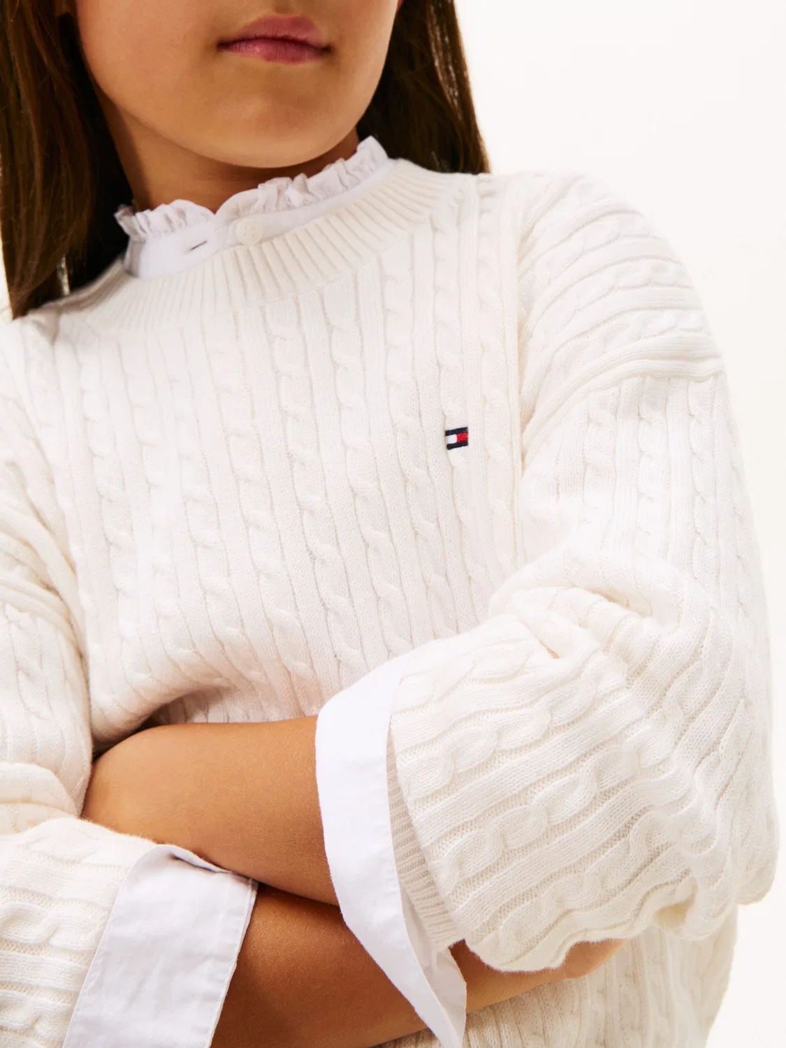 Джемпер с косами, свободный крой Tommy Hilfiger, белый — фото 4