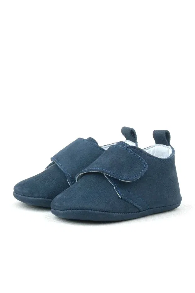 Детские пинетки из натуральной кожи с липучкой Booba Hapshoe, Navy Blue — фото 4