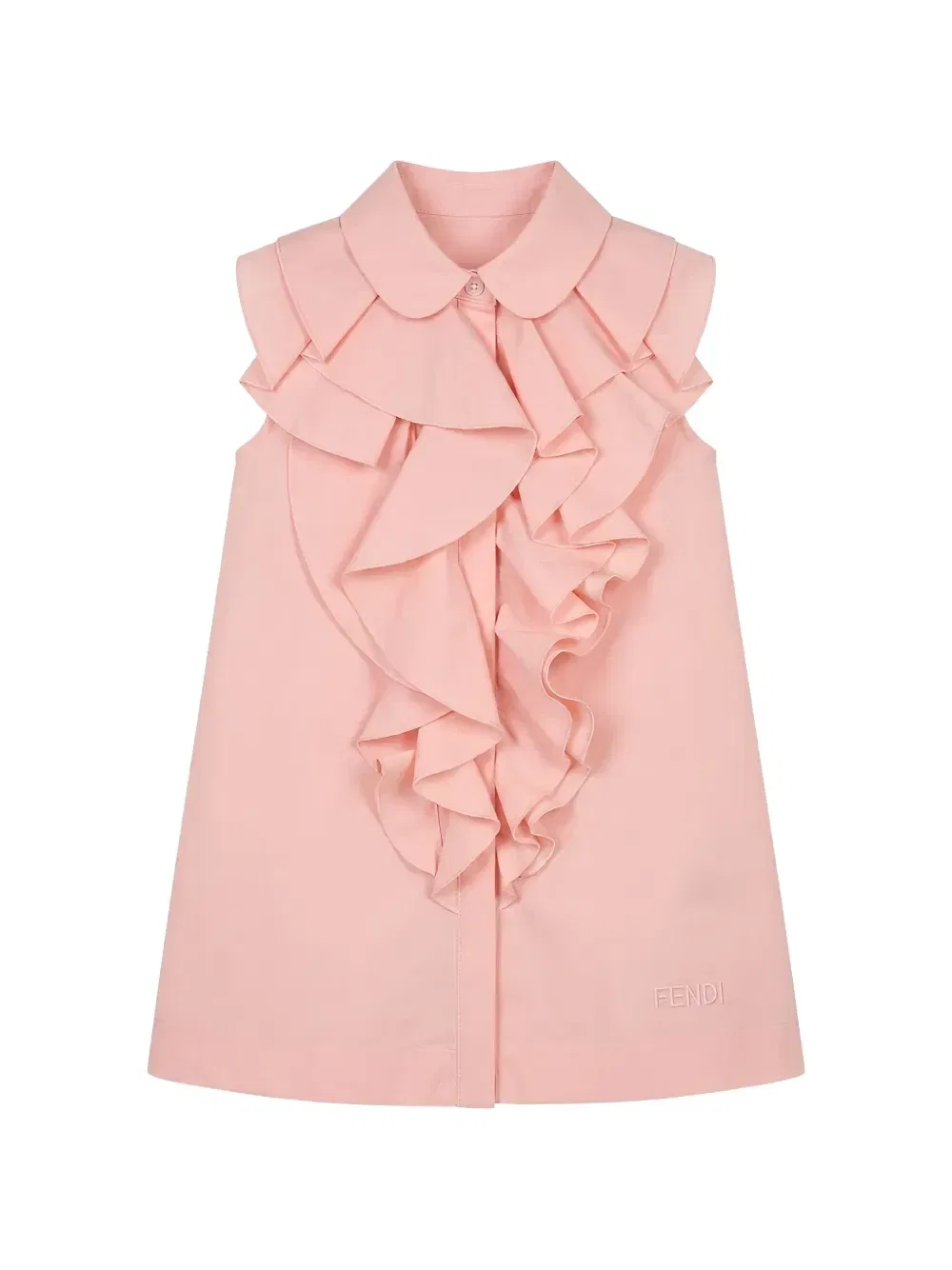 А-силуэтное платье с оборками FENDI KIDS, розовый