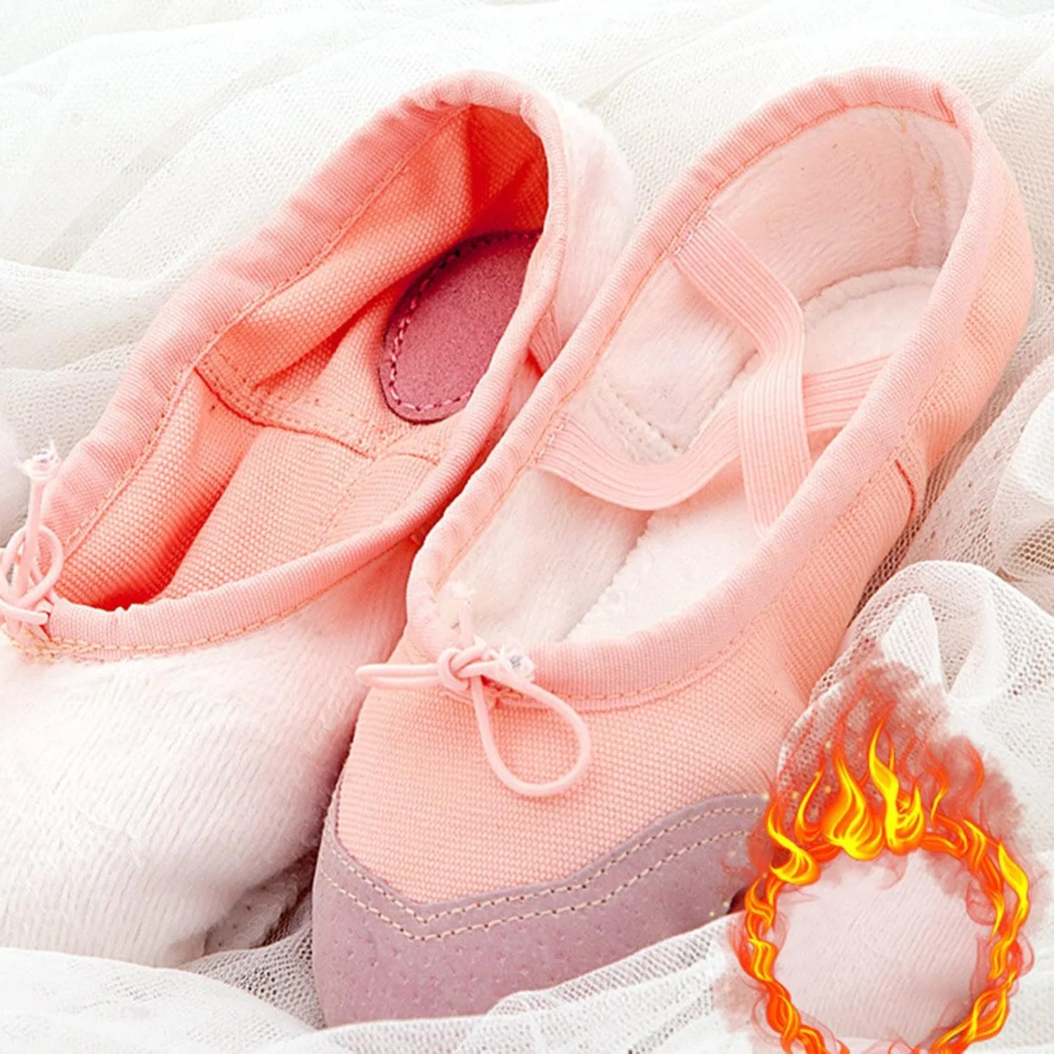 Детские балетки для девочек с принтом Canvas Ballet Dance Shoes Girls Split Sole Ballet Shoes Performance Yoga Slippers Professiona𝐥 Ballerina Flat𝐬, Pink — фото 2