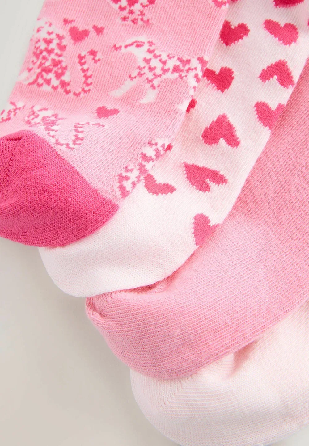 4 пары носков Next, Pink Red Hearts Leopard — фото 2