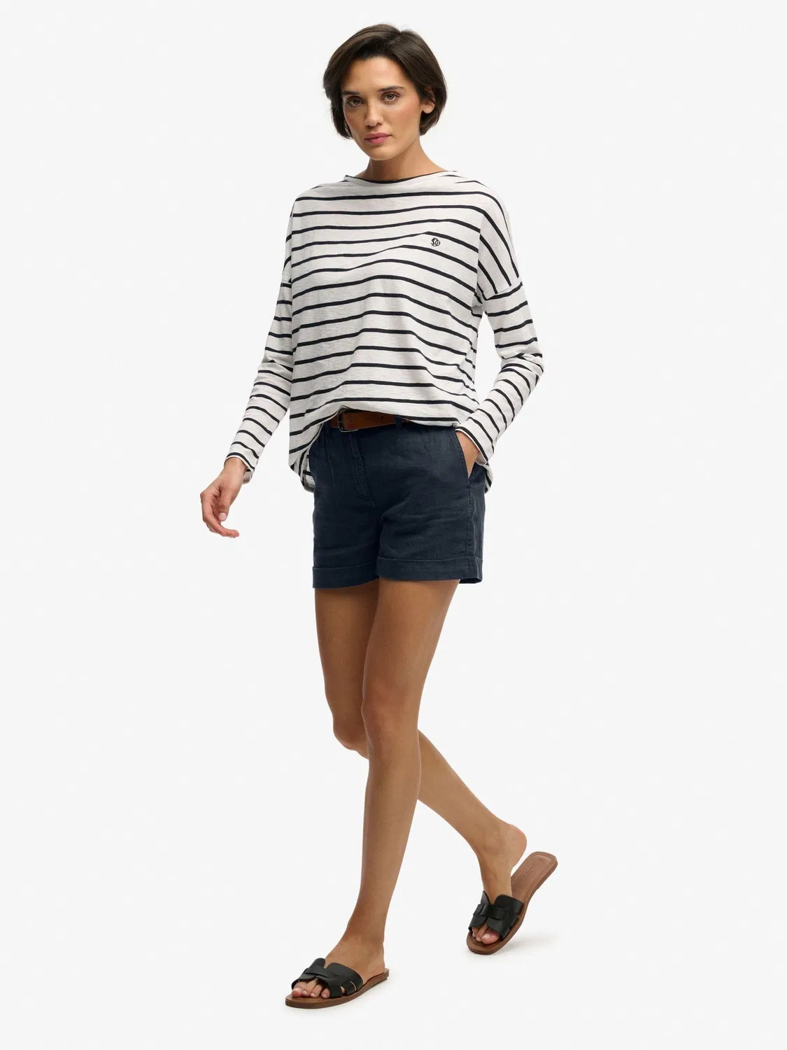 Шорты прямого кроя Mid Rise Superdry, синие — фото 3