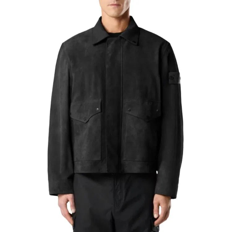 Кожаная куртка Ghost SS26, Stone Island, Black — фото 4