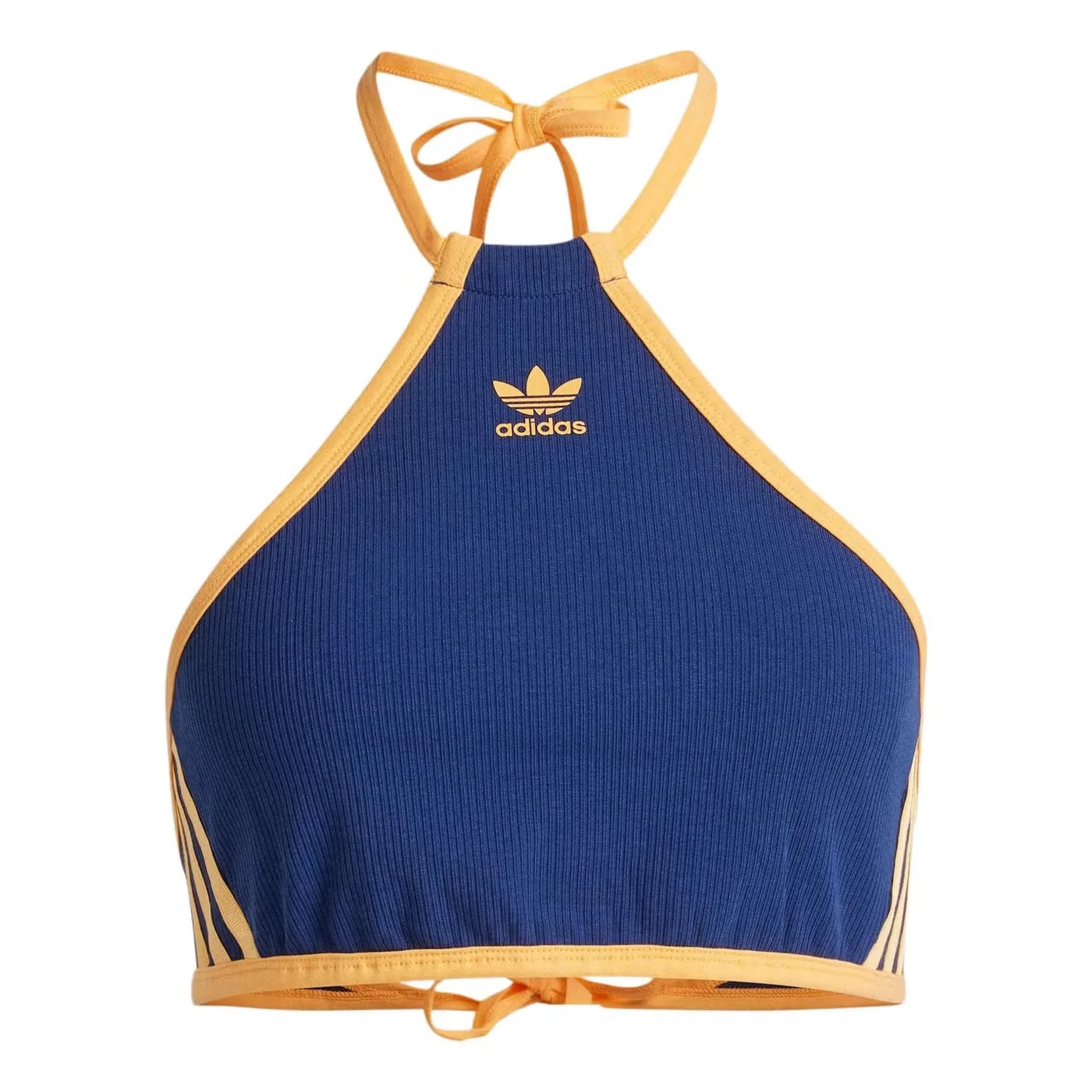 Топ с длинным рукавом и завязкой на шее Adidas, темно-синий