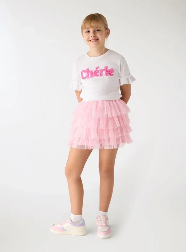 Юбка с завышенной талией A balze in - a-line skirt Terranova, розовый