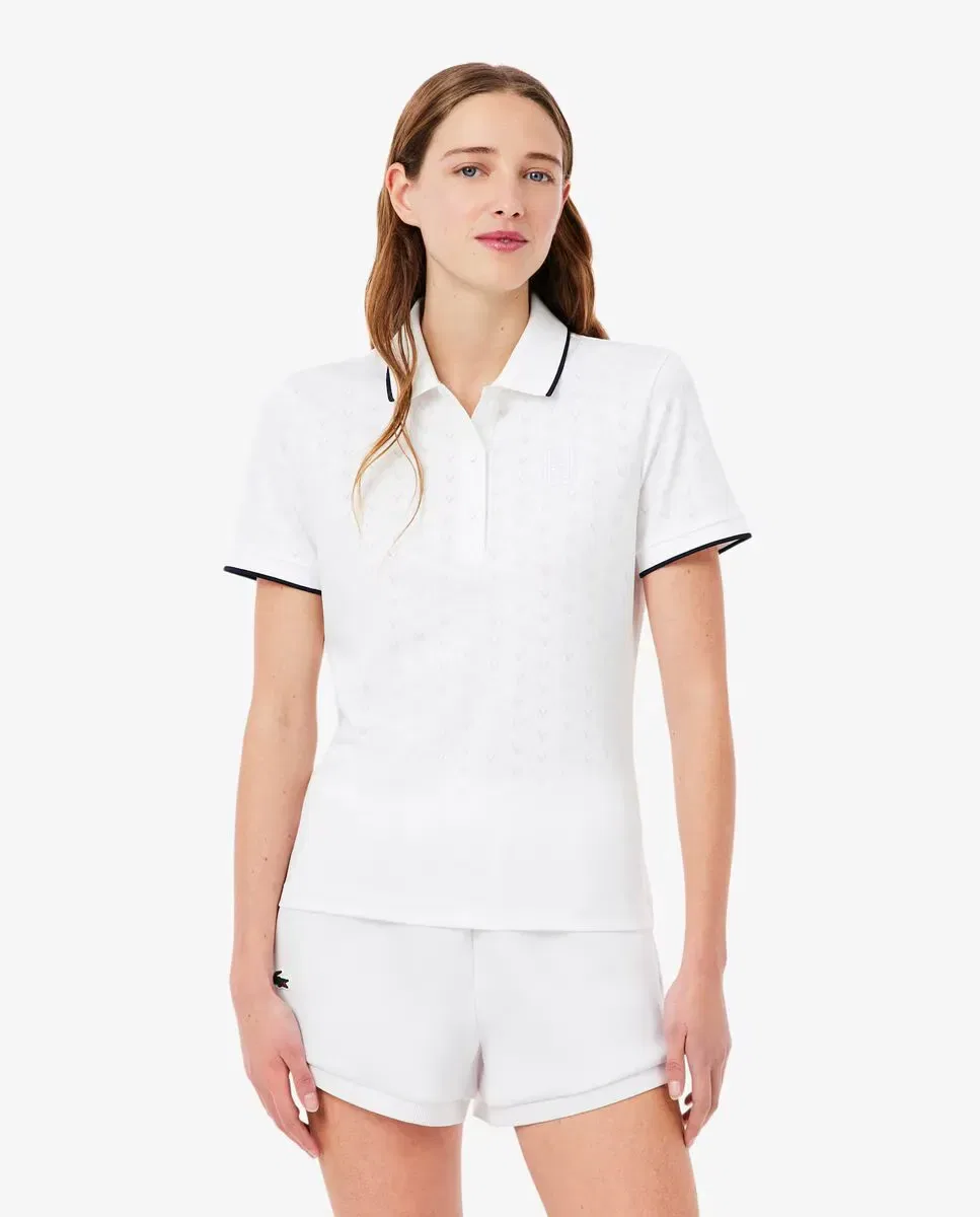 Поло Lacoste Blanco с коротким рукавом, из технологичного трикотажа