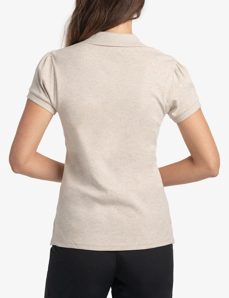 Футболка-поло U.S. Polo Assn Half Zip Puff Sleeve Heather, бежевый — фото 2