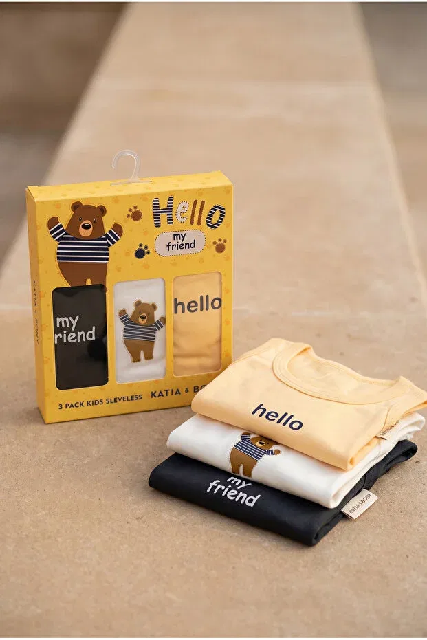 Детский топ для девочек с принтом Teddy Bear Print 3-комплект Bony Socks, Yellow — фото 2