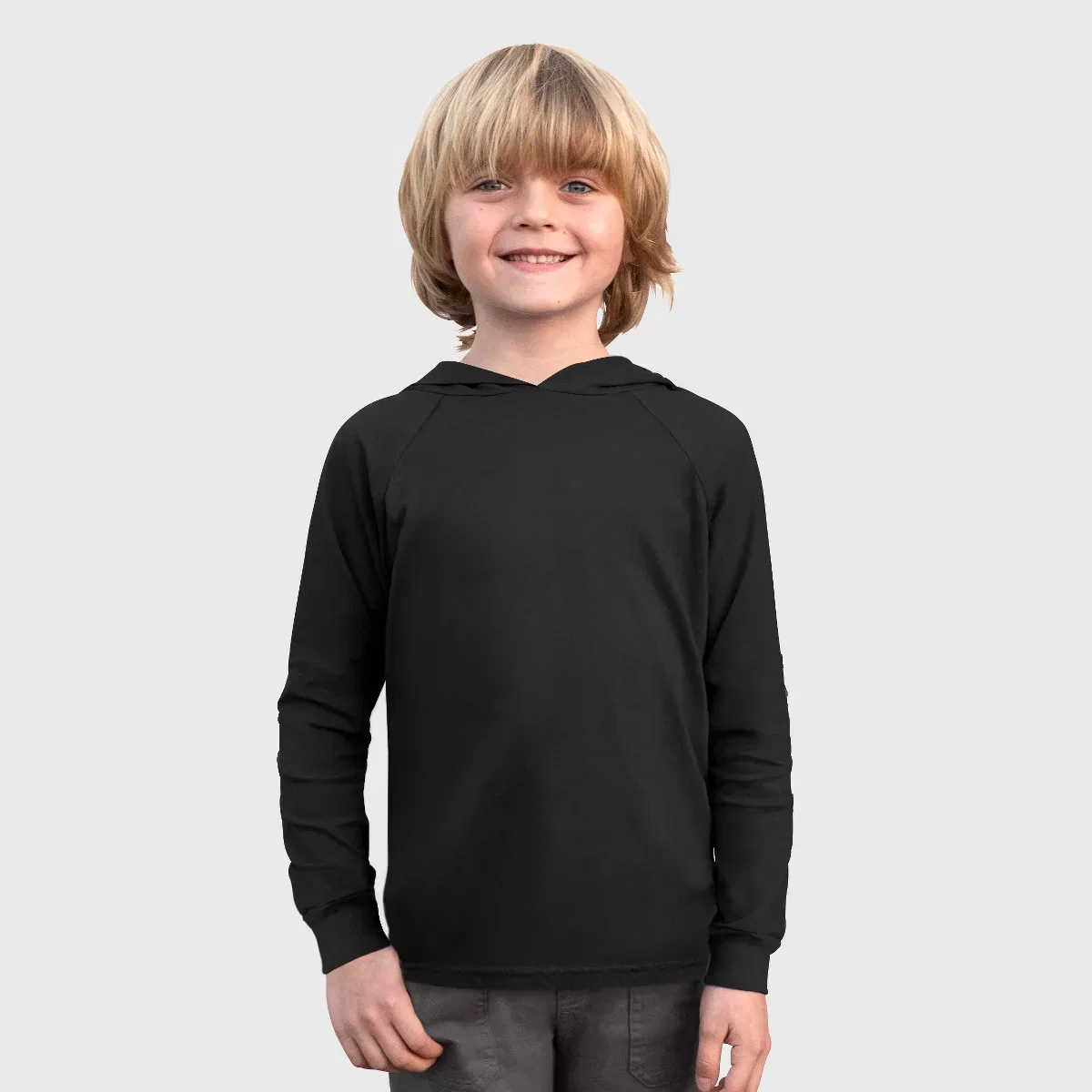 Детское худи на молнии с капюшоном с длинным рукавом City Threads, Black