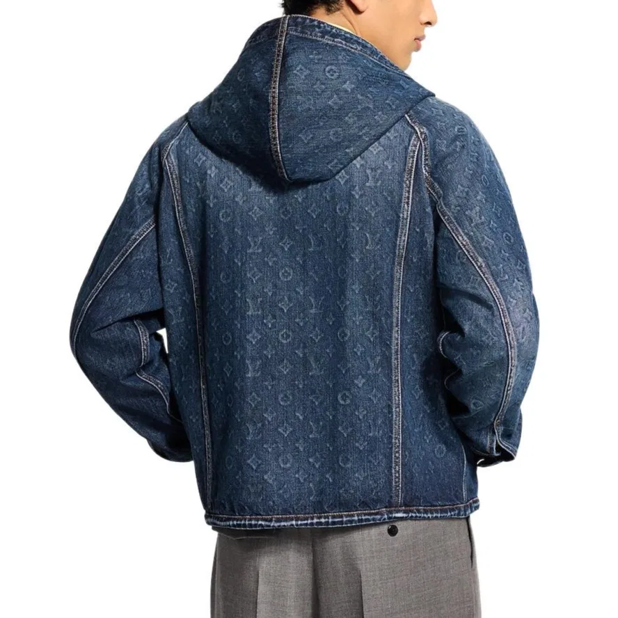 Мужская джинсовая куртка с капюшоном Monogram Denim Blue LOUIS VUITTON, Blue — фото 4