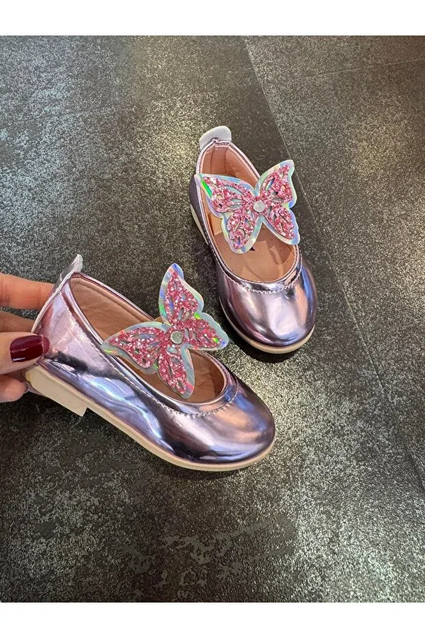 Детские балетки для девочек с принтом Mirrored Butterfly Moona Kids, Pink