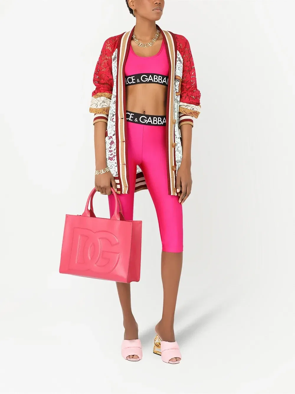 Кружевной кардиган с аппликацией-логотипом DG DOLCE & GABBANA, белый — фото 2