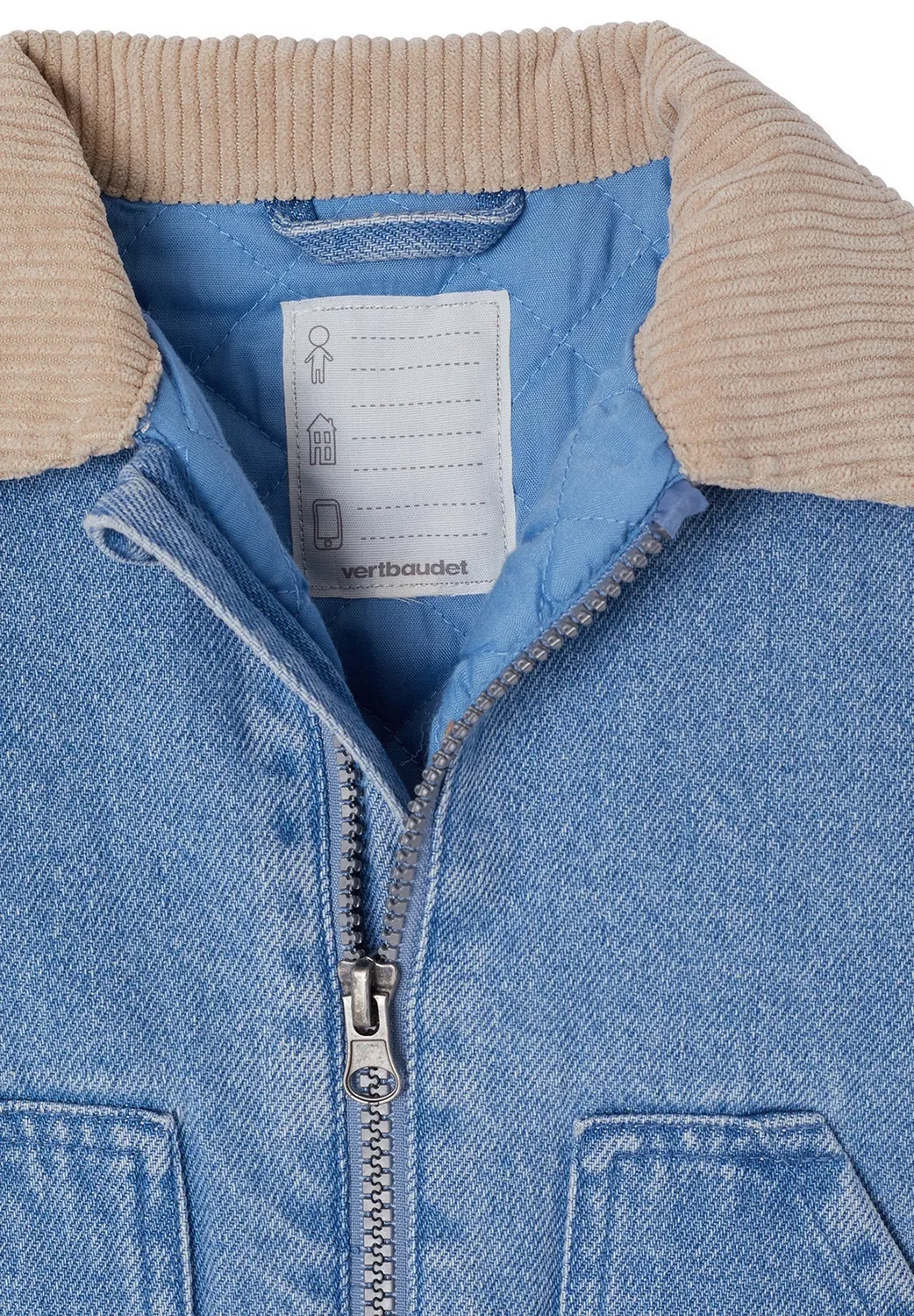 Джинсовая куртка baby jungen vintage mit Steppfutter - легкая куртка Vertbaudet, Blue Stone — фото 3