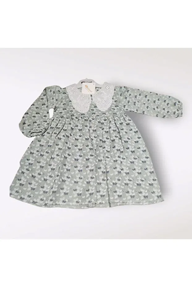Детское платье для девочек кружевное Long Sleeve Mininaf, Green