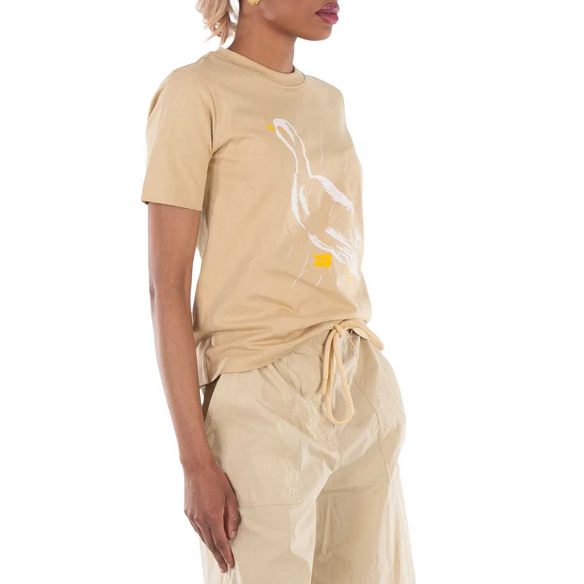 Футболка с принтом Duck Printed Crewneck Cotton T-Shirt Burberry, Flax — фото 2